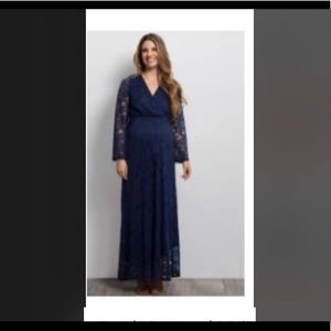 PinkBlush Blue Lace Maternity Dress